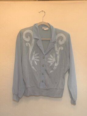 Vintage blouse by Philippe Marques, size 10, dusty blue, great condition #retro